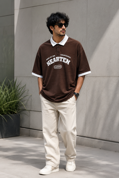 Premium Printed Oversized Polo T-Shirt for Men | Relaxed Fit Streetwear