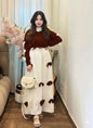 2PC Georgette Maxi Dress Set for Women – V Neck Bow Top with Long Flare Maxi (Elegant Party Wear)
