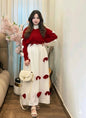 2PC Georgette Maxi Dress Set for Women – V Neck Bow Top with Long Flare Maxi (Elegant Party Wear)