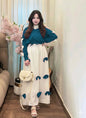 2PC Georgette Maxi Dress Set for Women – V Neck Bow Top with Long Flare Maxi (Elegant Party Wear)