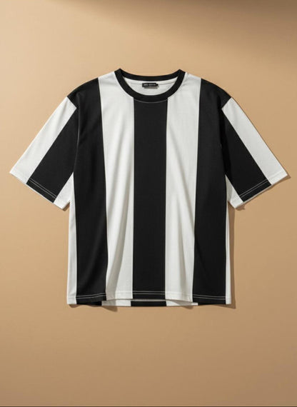 Premium Vertical Stripe T-Shirt for Men – Casual Round Neck Half Sleeve Tee